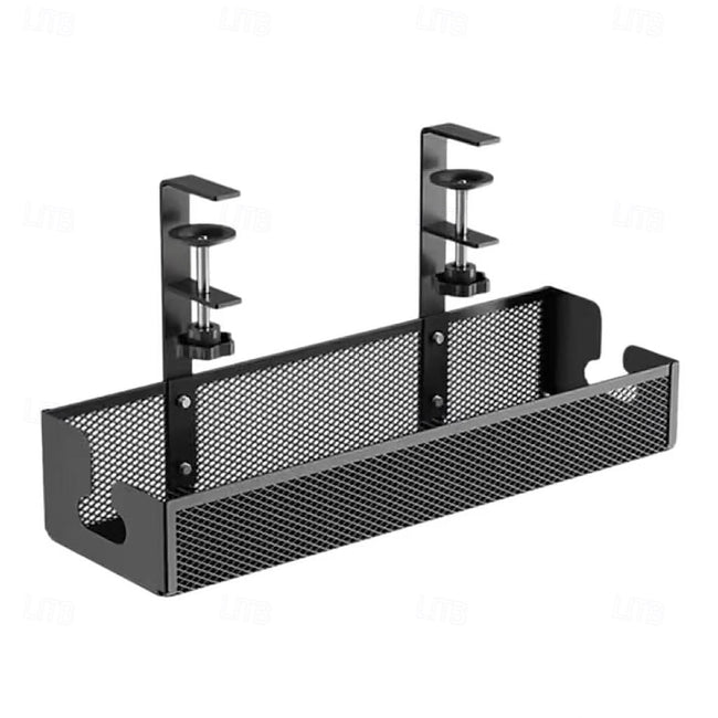 Black Clamp-On Under-Desk Cable Tray